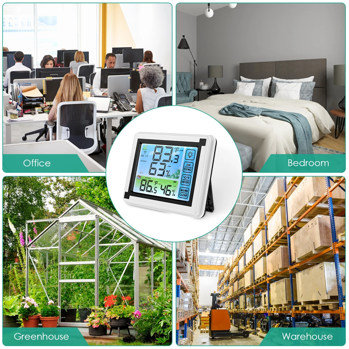 ORIA Touch Screen Weather Station Outdoor Forecast Sensor Backlight Thermometer Hygrometer Wireless Weather Station