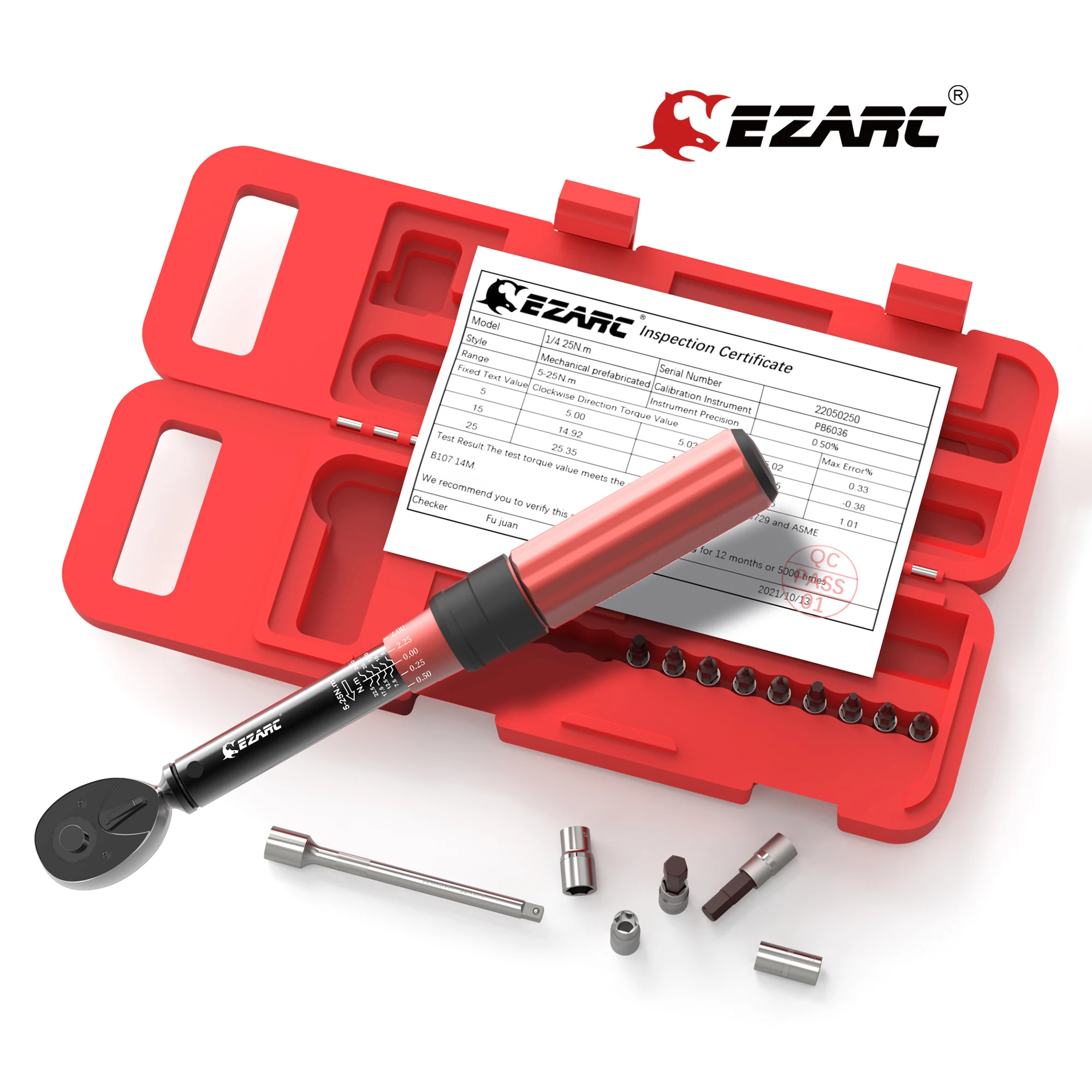 

EZARC Ratchet Torque Wrench 5-25 Nm Precise Preset Hand Tool 1/4'' Repair Torque Spanner Key Bicycle Maintenance Kit, 16 Pack