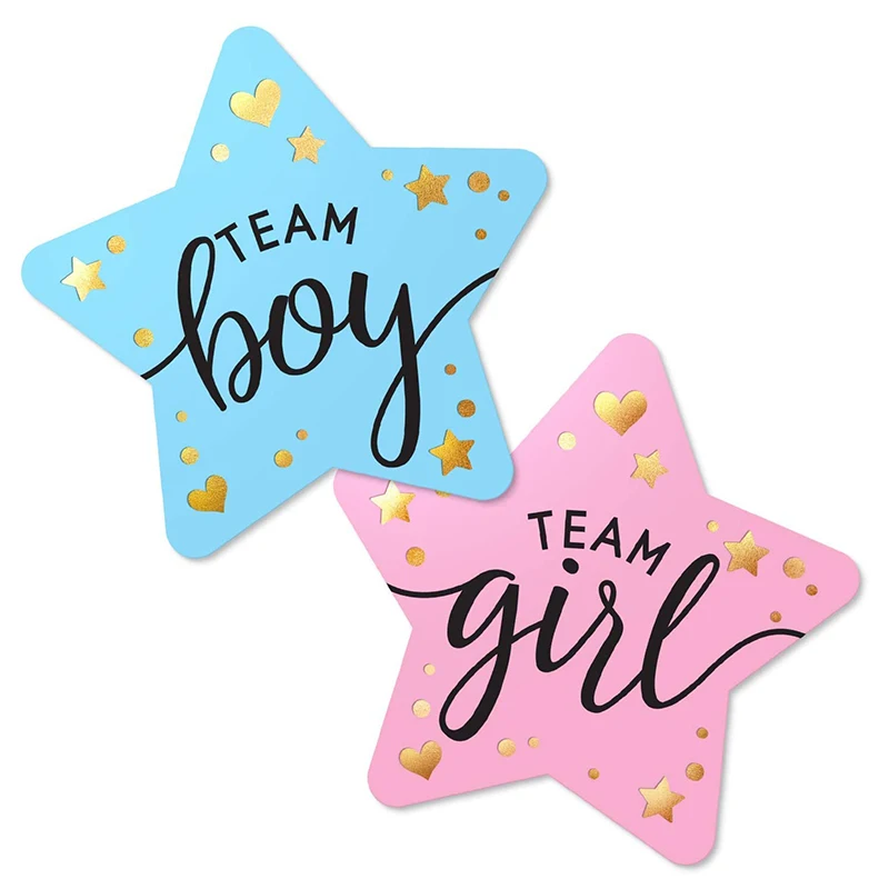 60/120pcs Team Boy Team Girl Stickers Boy or Girl Sticker for Gender Reveal Party Decoration Baby Shower Supplies Gift Box Label