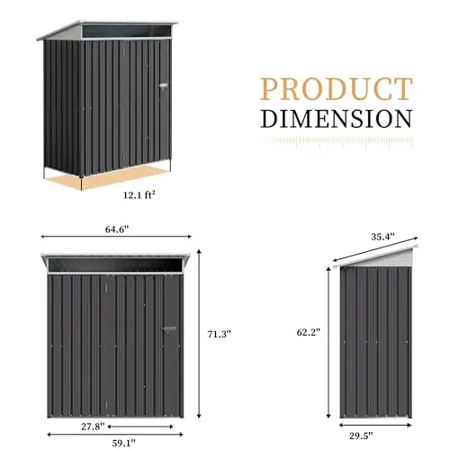 5 x 3 x 6 FT Outdoor Storage Shed Clearance, Metal Garden Shed with Large Window and Lockable Door, Anti-Corrosion image 4