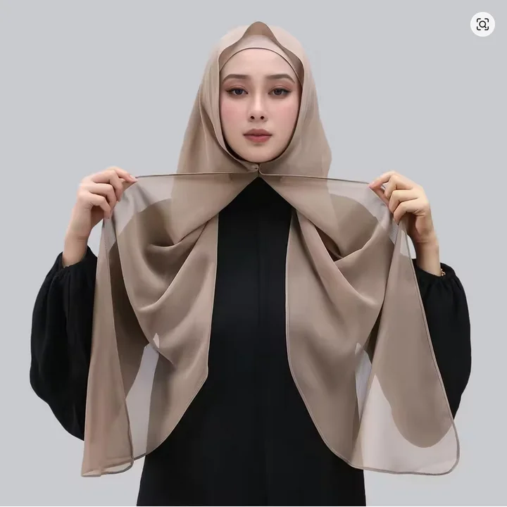 

Готовый к ношению хиджаб с магнитами для Рамадана, мгновенный платок из премиального шифона, мусульманский женский головной убор, однотонный тюрбан, бандана