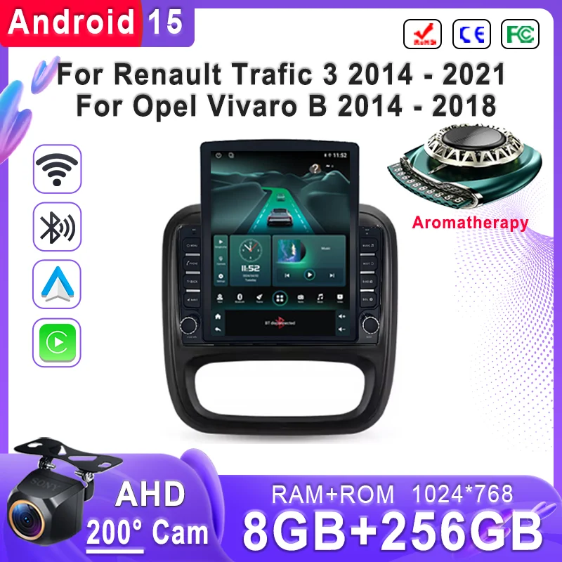 Carro android 15 para renault trafic 3 2014 - 2021 para opel vivaro b 2014 - 2018 navegação gps cpu de alto desempenho dvd estéreo do carro