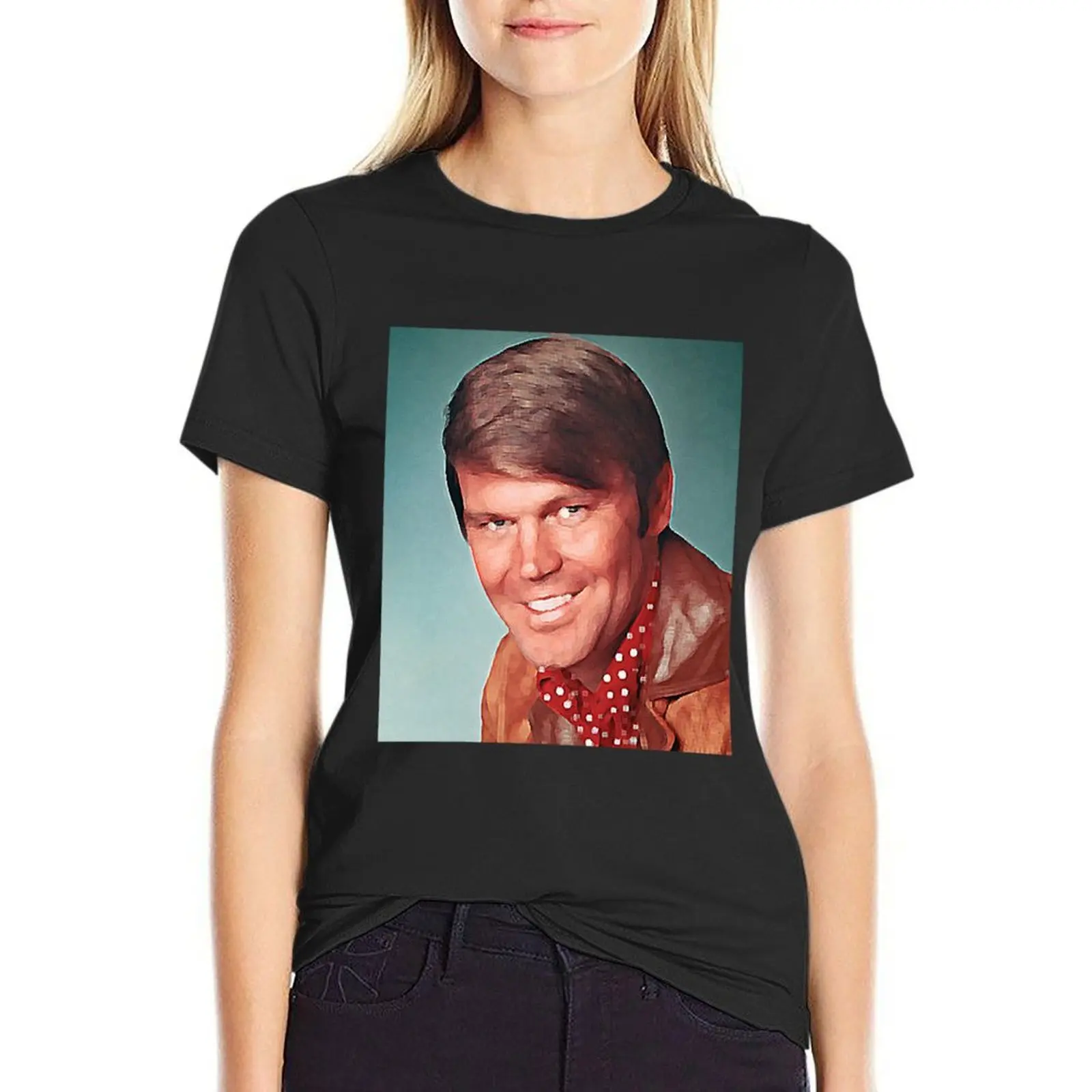 Glen Campbell T-Shirt customs summer tops summer top white t-shirt dress for Women sexy