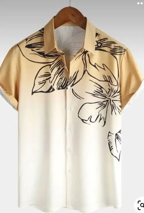 New Men's Simple Natural Geometric Abstract Digital Print Short Sleeve Lapel Business Casual Shirt Beach Vacation Party Outdoor