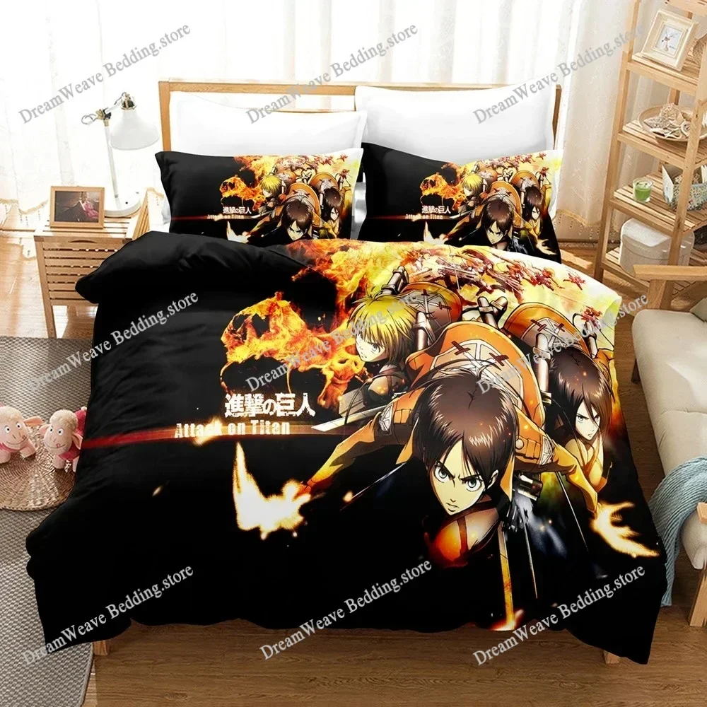 3D Printed Anime Attack on Titan Giant Bedding Set Duvet Cover Bedroom Comforter Single Twin King Size Quilt Cover Luxury Gifts