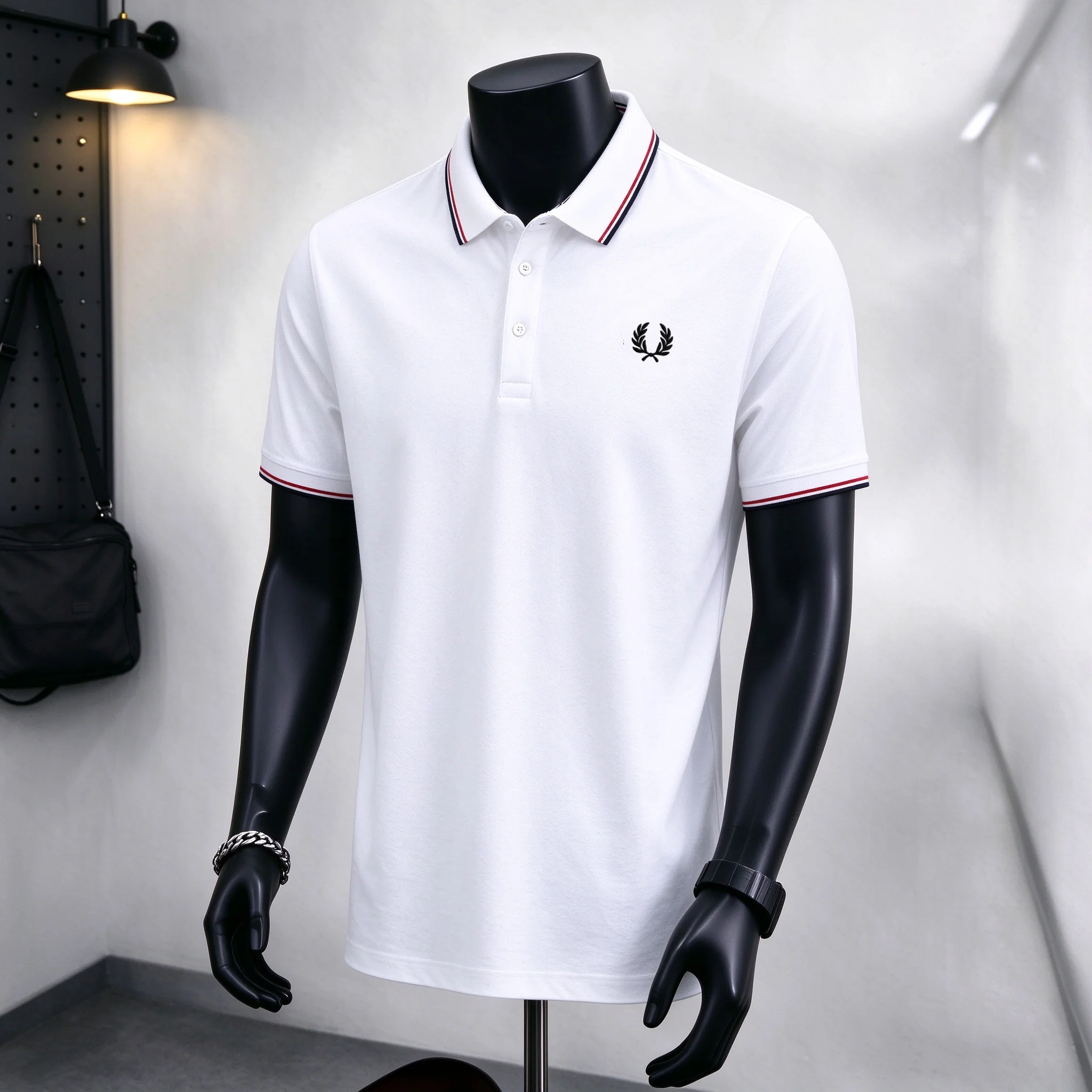 Fred Perry embroidered POLO men's FP three button lapel color border short sleeved business casual T-shirt top.