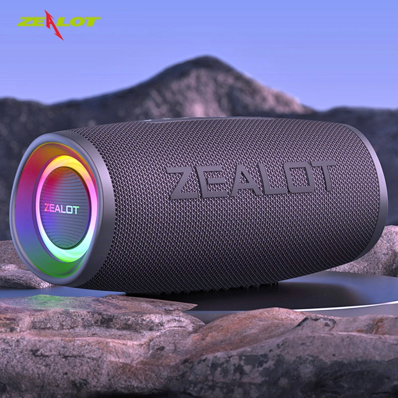 ZEALOT S56 40W Bluetooth Speaker Outdoor Wireless Subwoofer Heavy Bass Stereo Surround Sound Portable RGB Lights with Microphone