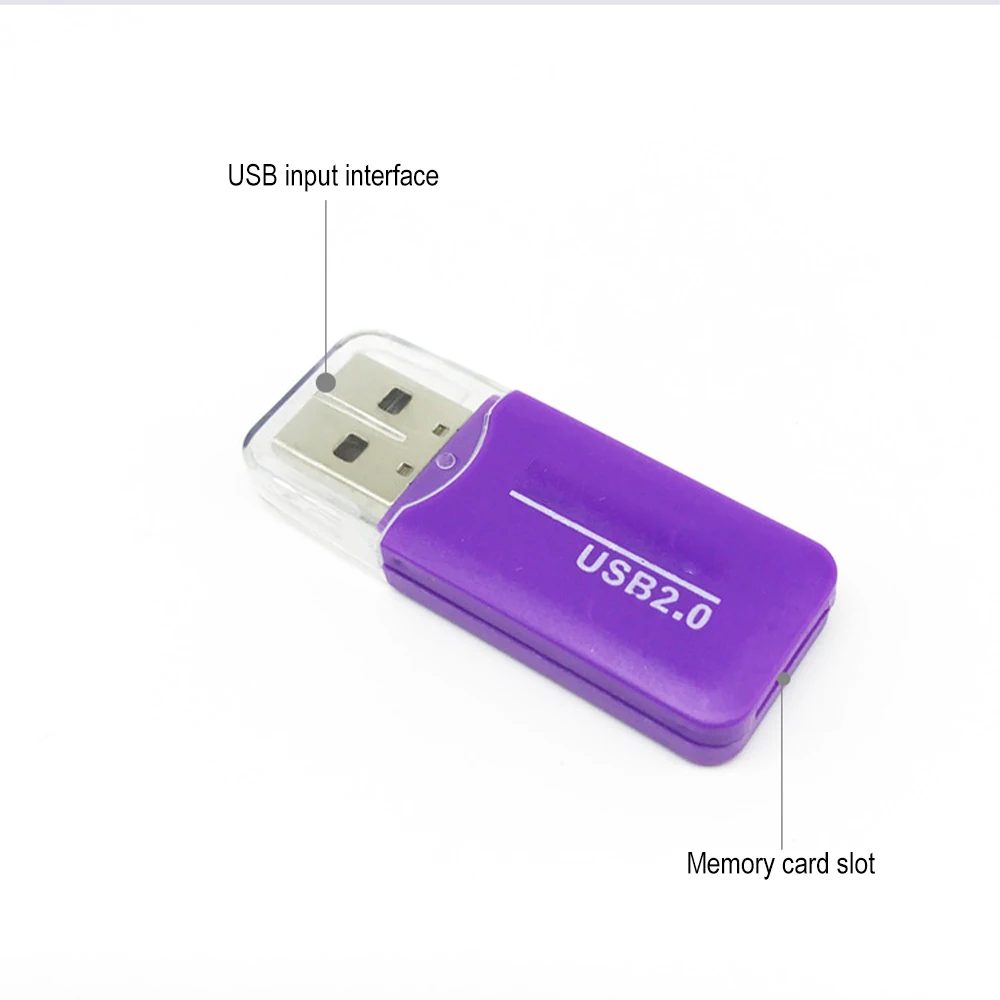 USB TF قارئ بطاقات USB 2.0 صغيرة الهاتف المحمول قارئ بطاقة الذاكرة عالية السرعة USB محول ل ملحقات للكمبيوتر المحمول لون عشوائي