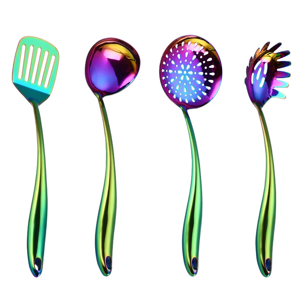 

Colorful Pasta Turner Kitchen Utensils Stainless Steel Ergonomic H Hollow Design Catering Supplies Tableware