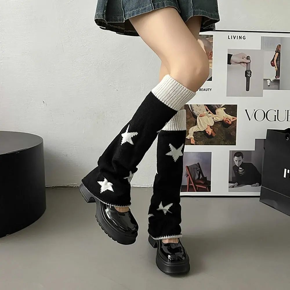 Five Pointed Star Leg Warmers Cross Border Asymmetric Two Wear Leg Set Winter Warm Knitted Socks