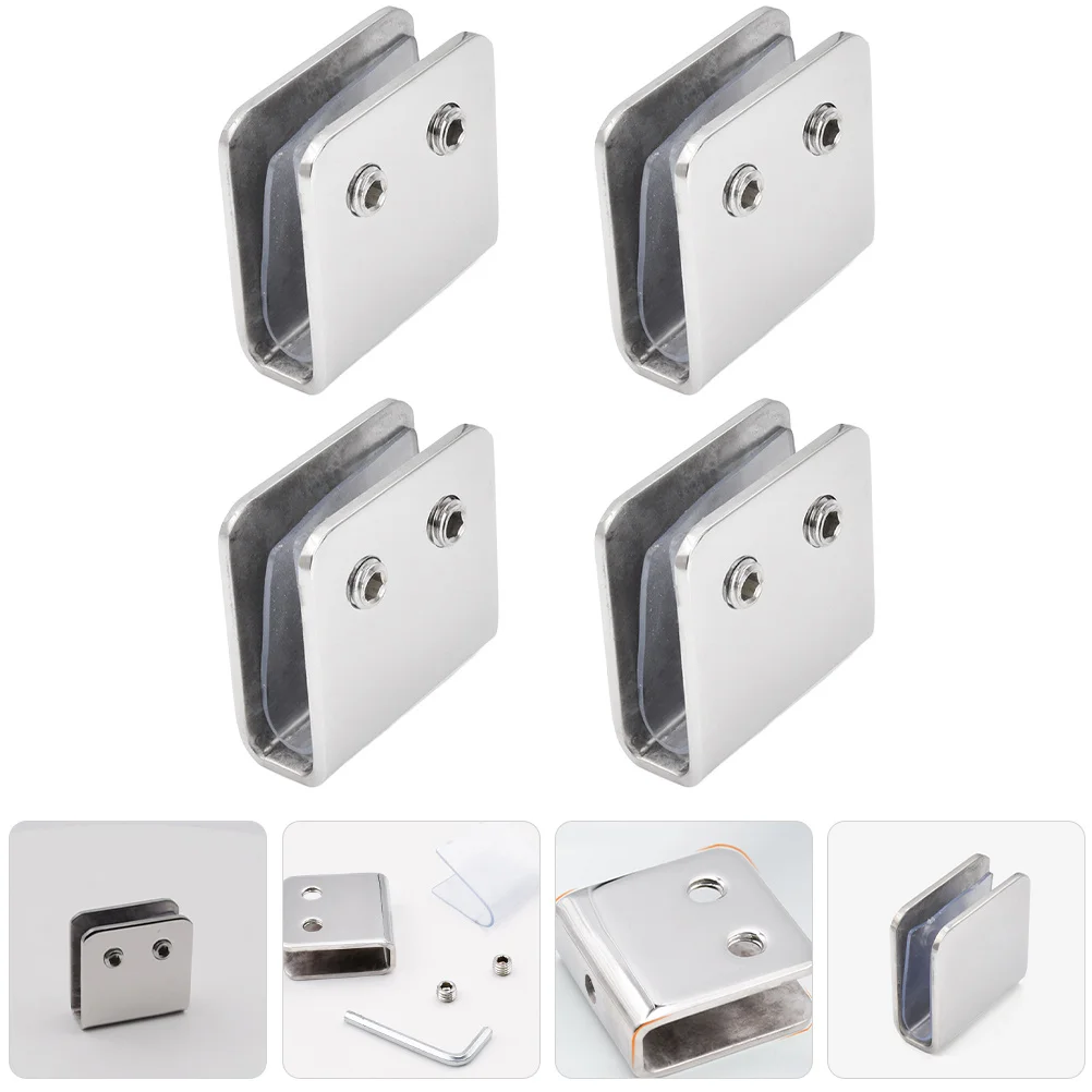 

4Pcs Stainless Steel Mirror Clips Heavy Duty Glass Holder Clips Bathroom Cabinet Mounting Fixing Brackets Mirror Bracket