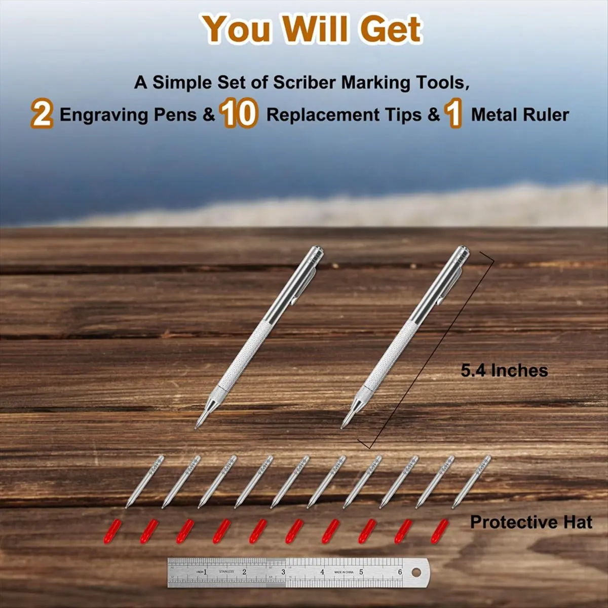Top Sale 2 Pack Tip Scriber Tool, Metal Scribe Scriber Marking Tools with Magnet, Premium Engraving Pen