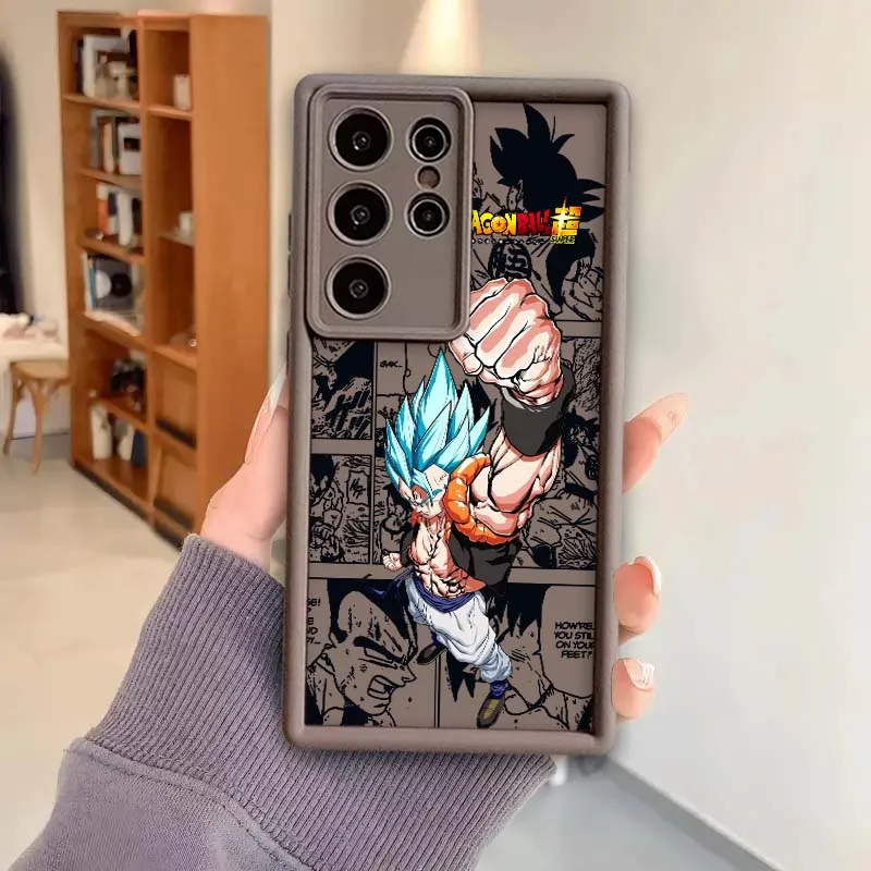 Etui na telefon Samsung Galaxy S25 S24 S23 S22 S21 S20 Ultra Plus FE 5G z motywem Dragon Ball, Son Goku Saiyan, z ochroną na obiektyw aparatu.