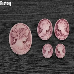 20pcs Lot Resin Pink Lady Queen Cameo Bead 10x14mm 13x18mm 18x25mm Wholesale DIY Bead For Cameo Earrings Ring Necklace Bracelet