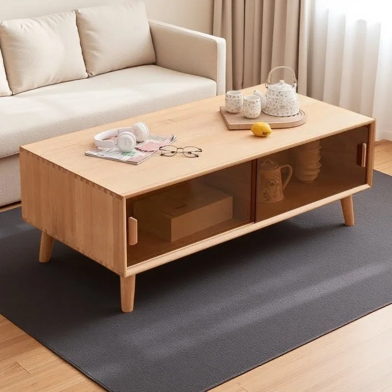 Pure solid wood coffee table beech all solid wood tea table Nordic Japanese small apartment living room furniture light l