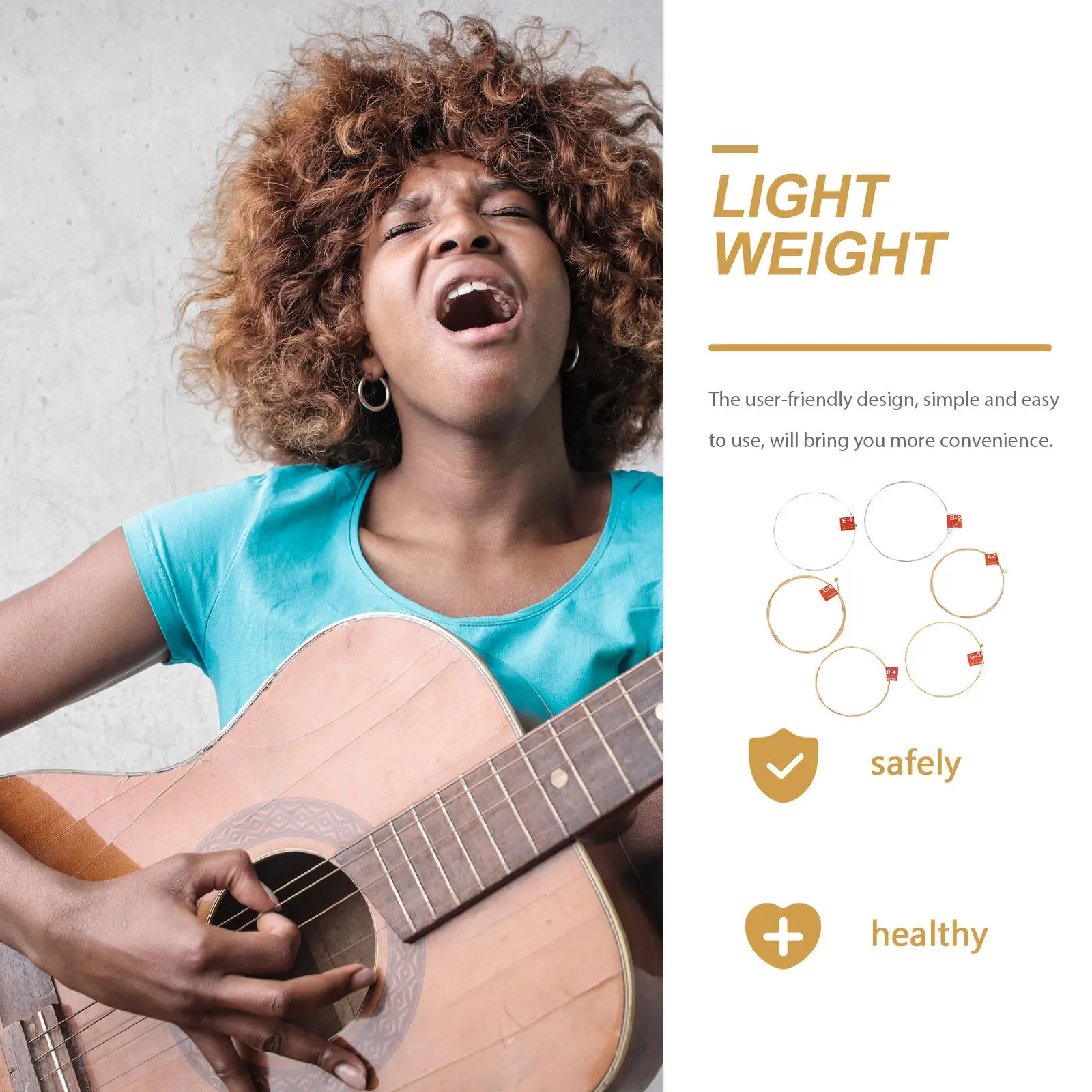 6Pcs Guitar Changing Strings Reliable Folk Guitar Replacement Set High Tensile Strength Clear Tone Convenient String Upgrade