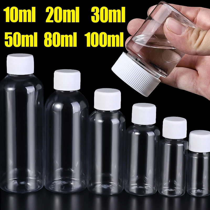 1/10PCS Mini Transparent Plastic Bottles Portable Sample Vials Cosmetic Containers Refillable Storage Bottle with Screw Covers