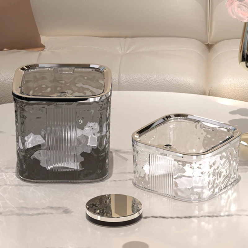 Light Luxury Pressing Desktop Trash Can Glacier Pattern Table Paper Basket Living Room Mini Garbage Bin Nordic Storage Bucket