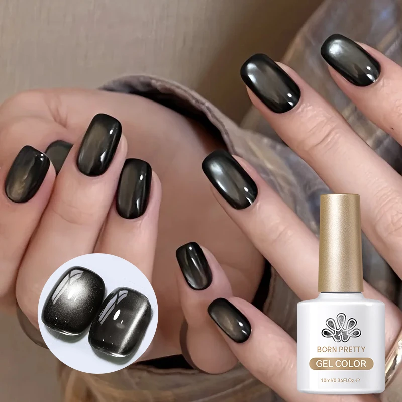 BORN PRETTY 10 ml schwarzes Glas Katze magnetischer Gel-Nagellack Nail Art Maniküre Varnis Semi Permanent Soak UV Gel Nagelzubehör