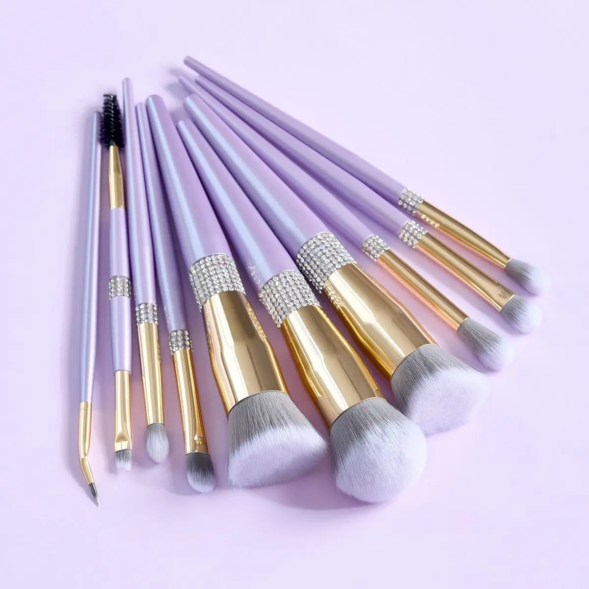 Biyouyi Lilac Purple With Diamond Brush Set Full Set Of Professional Brushes & Tools