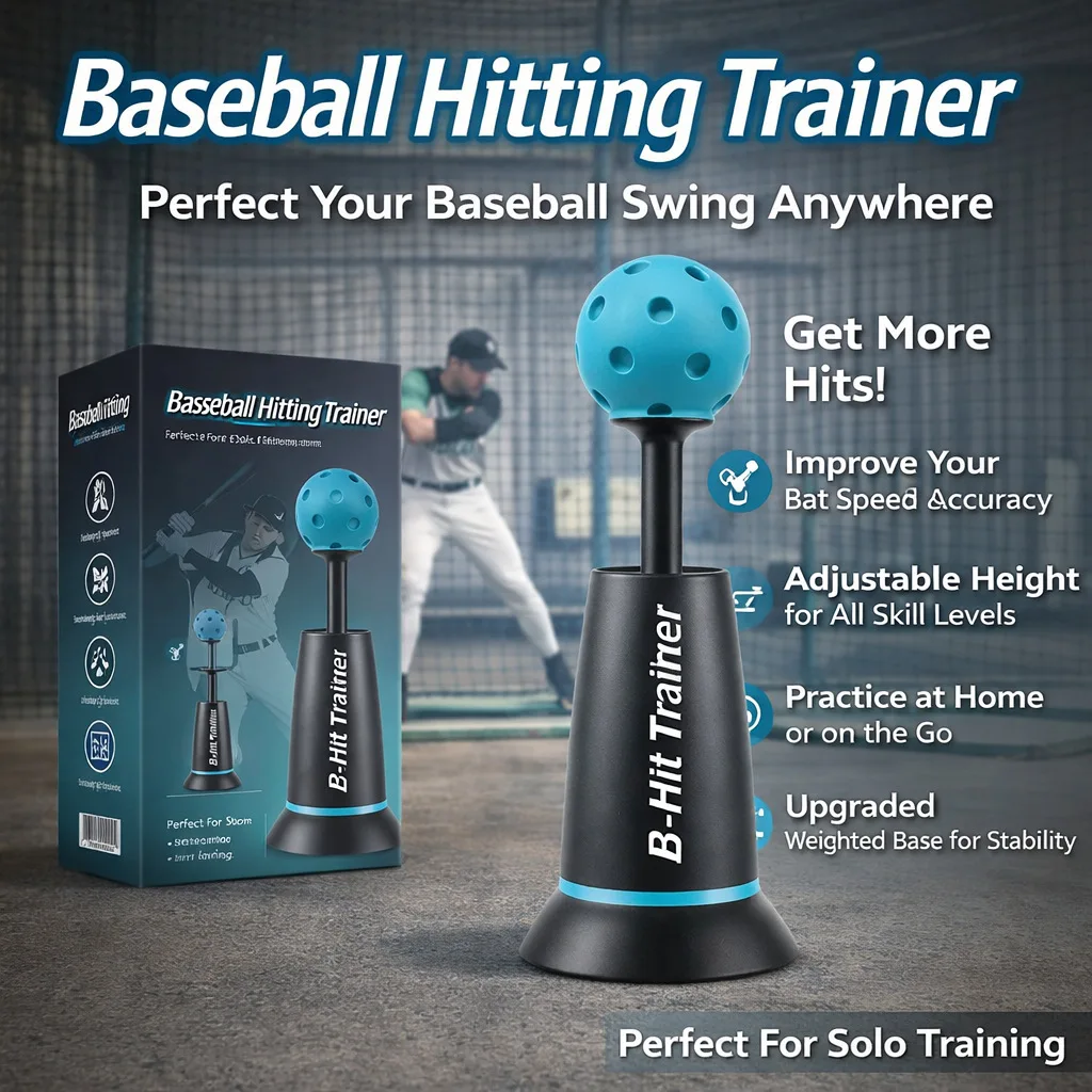 Baseball Hitting Trainer Adjustable Height No Pitcher Solo Practice Pitching Machine Kids Outdoor Toy for Baseball & Softball
