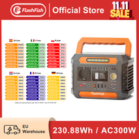 FF Flashfish Solar Generator 230V 300W Portable Power Station 230.88WH Battery 62400mAh Lithium Batteries LED for Solar Panel