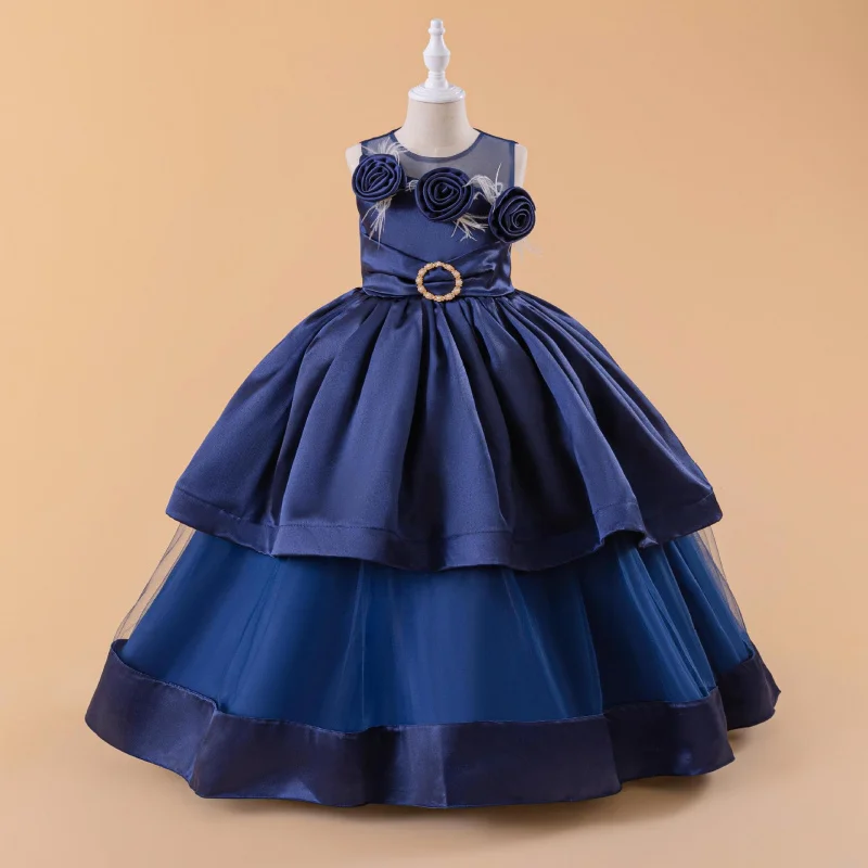 

2025 New Girls Evening Gown Long Flower Girl Dress High-end Hosting Pageant Dress for Party Banquet Toddler Formal