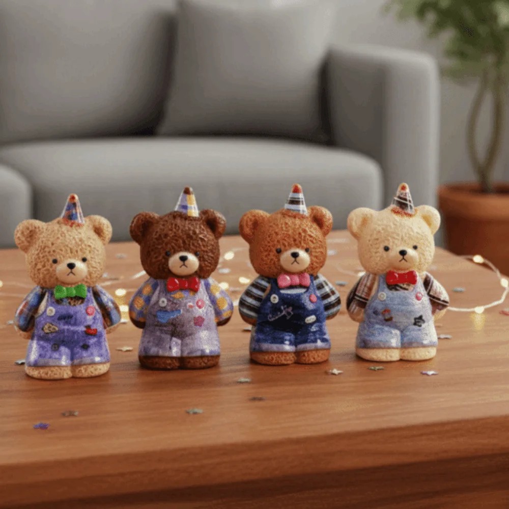 Desk Shelf Decor Resin Little Bear Doll Set Vivid Color Bear Figurine Car Dashboard Ornament Cartoon Cute Bear Statue Home Decor