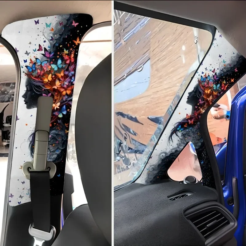

Broken Cocoon and Butterfly Pattern Car Interior Wrap Satin Embroidery Interior of Pillar Sticker Self-adhesive Fabric AB Pillar