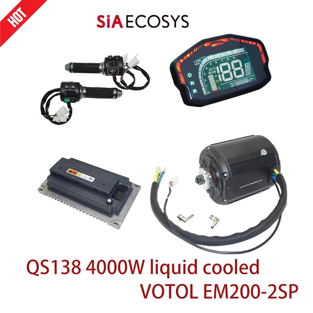 QSMOTOR Zestaw do konwersji silnika centralnego z chłodzeniem cieczą 138 4000W 110KPH z lepszą odpornością na temperaturę i kontrolerem EM200-2sp