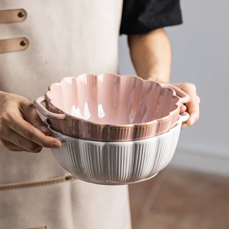 Imagem -05 - Retro Cerâmica Noodle Bowl com Alça Forno Microondas Seguro Sopa de Salada e Massas Utensílios de Cozinha Panela Redonda 75 in 85 in