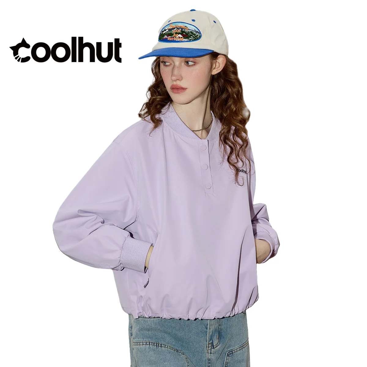 

COOLHUT Brand Women's Windbreaker 2025 American Streetwear Cocoon Sleeve Top Oversized Slimming Design Fall Casual Chic Blouse