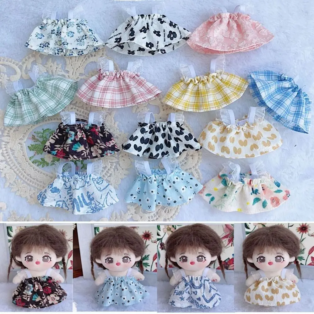 10cm Cotton Doll Lovely Princess Dress Plush Dolls Clothes Accessories Printed Flower Dresses Skirt Dolls Accessories