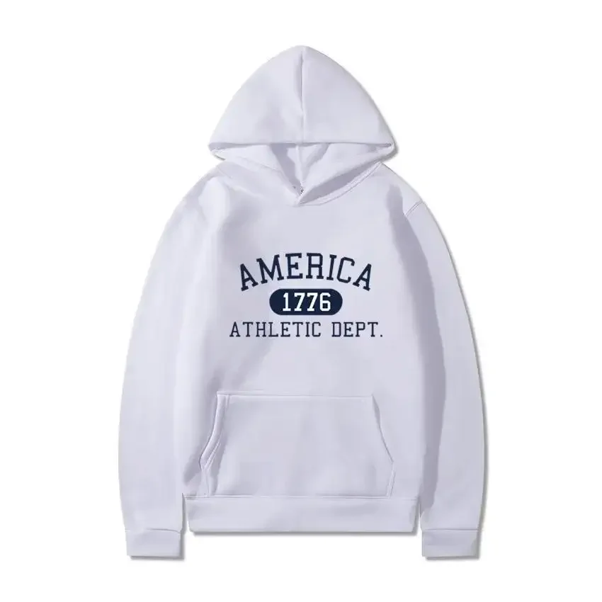 

Men Sportswear America 1776 Athletic Dept Letter Print Hoodies Fashion Women Fleece Hoodies Casual Trainning Exercise Sweaters