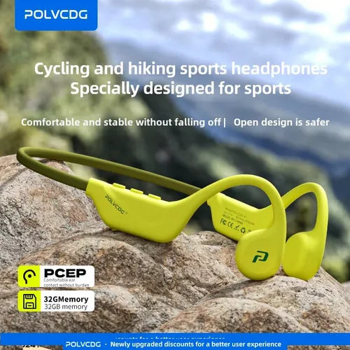 POLVCDG auriculares de conducción ósea abierta para ciclismo 32GB de memoria Bluetooth 5,4 auriculares para deportes al aire libre auriculares para correr X1