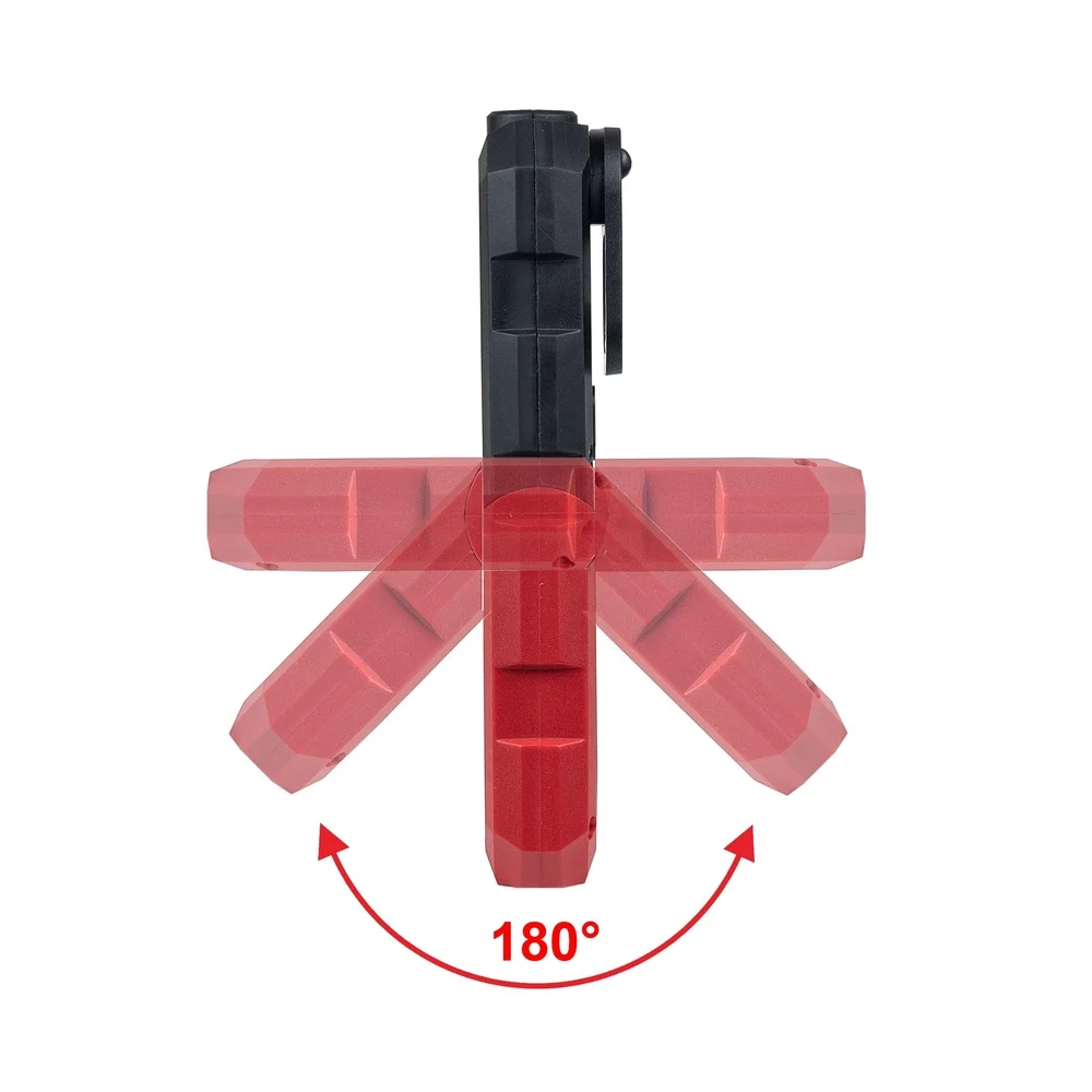Lampada da lavoro a LED ricaricabile 2 in 1 da 350 lumen con base magnetica Ricarica USB-C Modalità di luminosità dal design pieghevole portatile