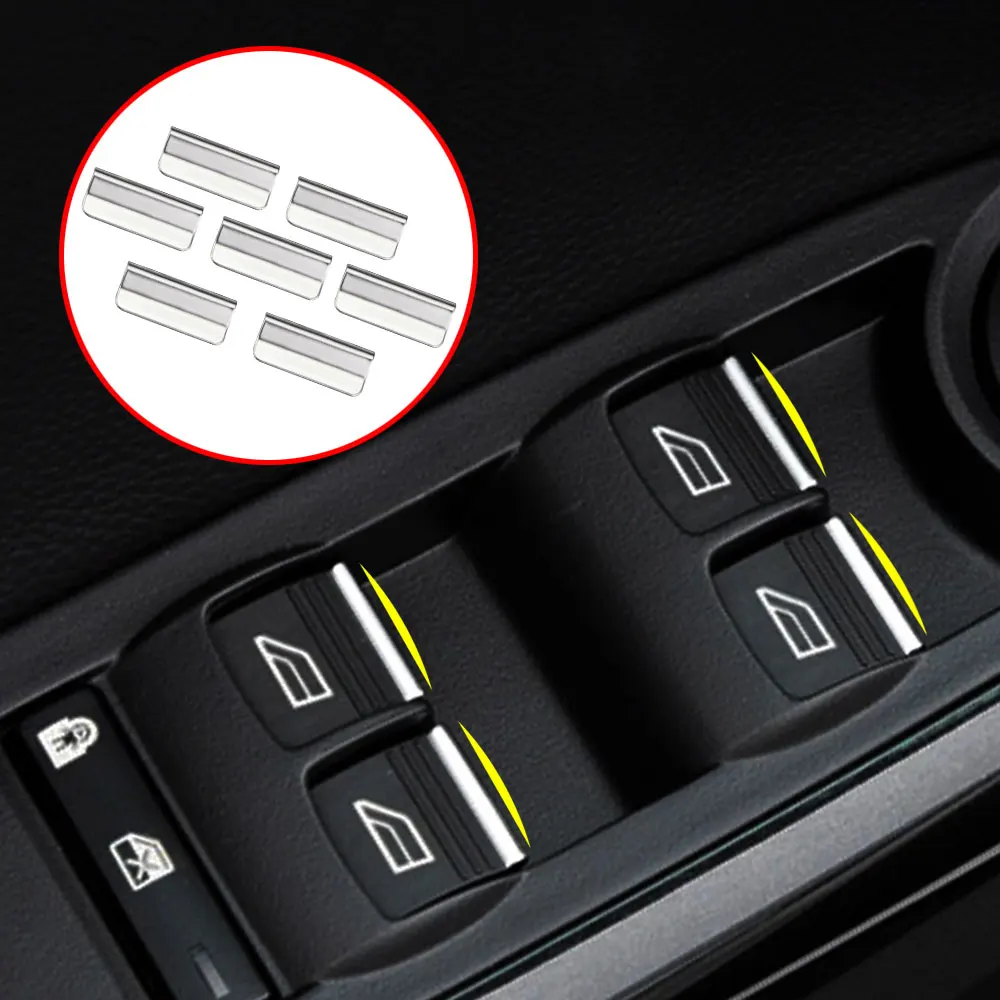 7Pcs/set ABS Chrome Car Window Lifting Button Sequins Trim Sticker for Ford Focus 2 MK2 3 MK3 2005 - 2018 Accessories
