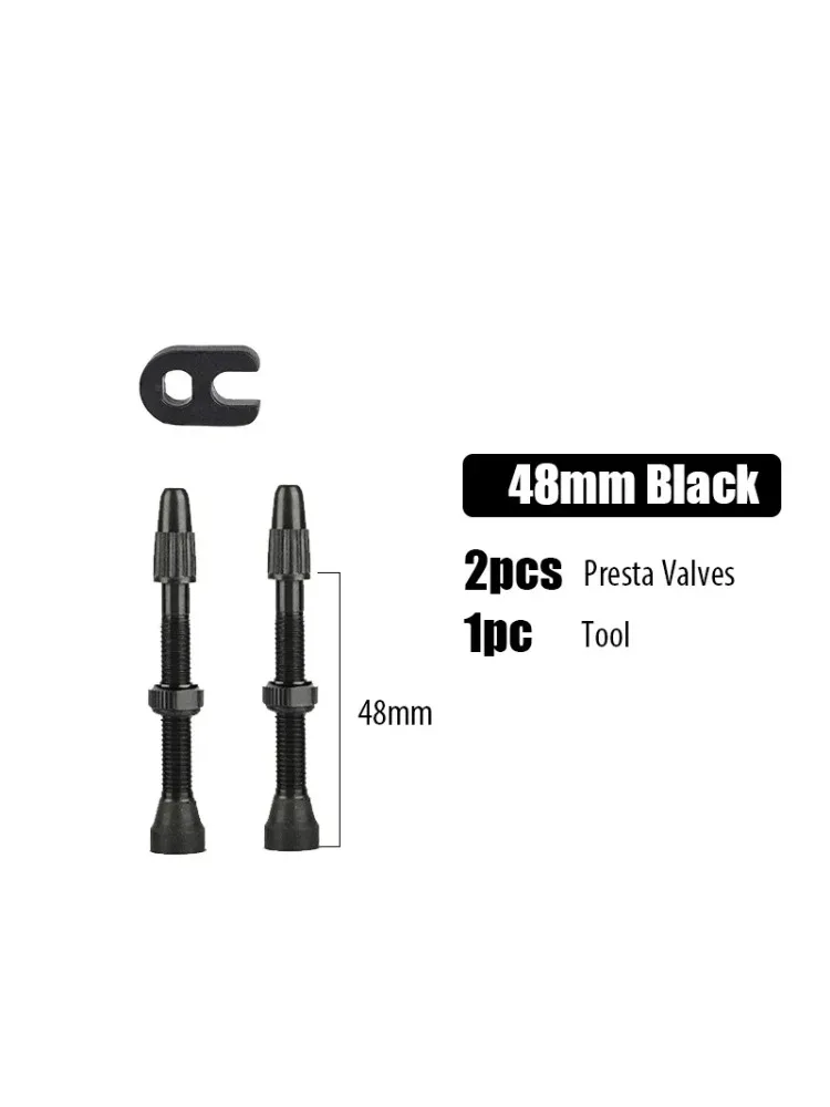 AliExpress NONE 2PCS Aluminum Alloy Tubeless Presta Valves 40/44/48/60mm with Core Removal Tool for MTB Road Bike Tires