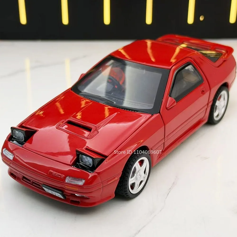 1:28 Scale RX-7 Mini Model Sports Car Toys Alloy Diecast Doors Opened Sound Light Shock Absorption Collection Supercar Models