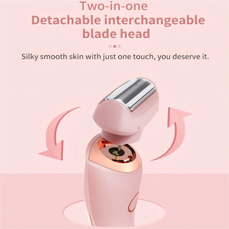 2 In 1 Electric Shaver for Women Lady Razor Hair Removal Waterproof Wet or Dry for Underarm Bikini Leg Portable Painless Trimmer