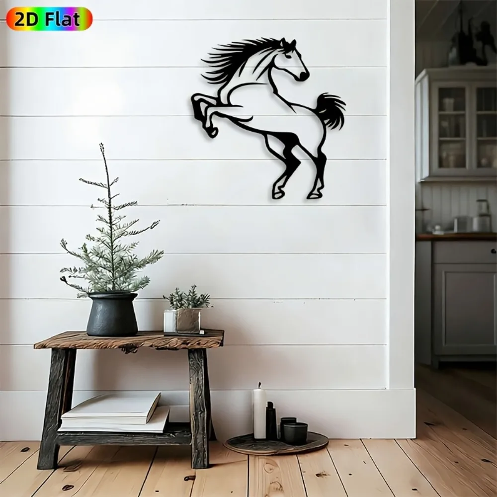 Dynamic Stallion Metal Wall Art - Weatherproof Iron Sculpture for Indoor/Outdoor, Equestrian Gift for, New Year