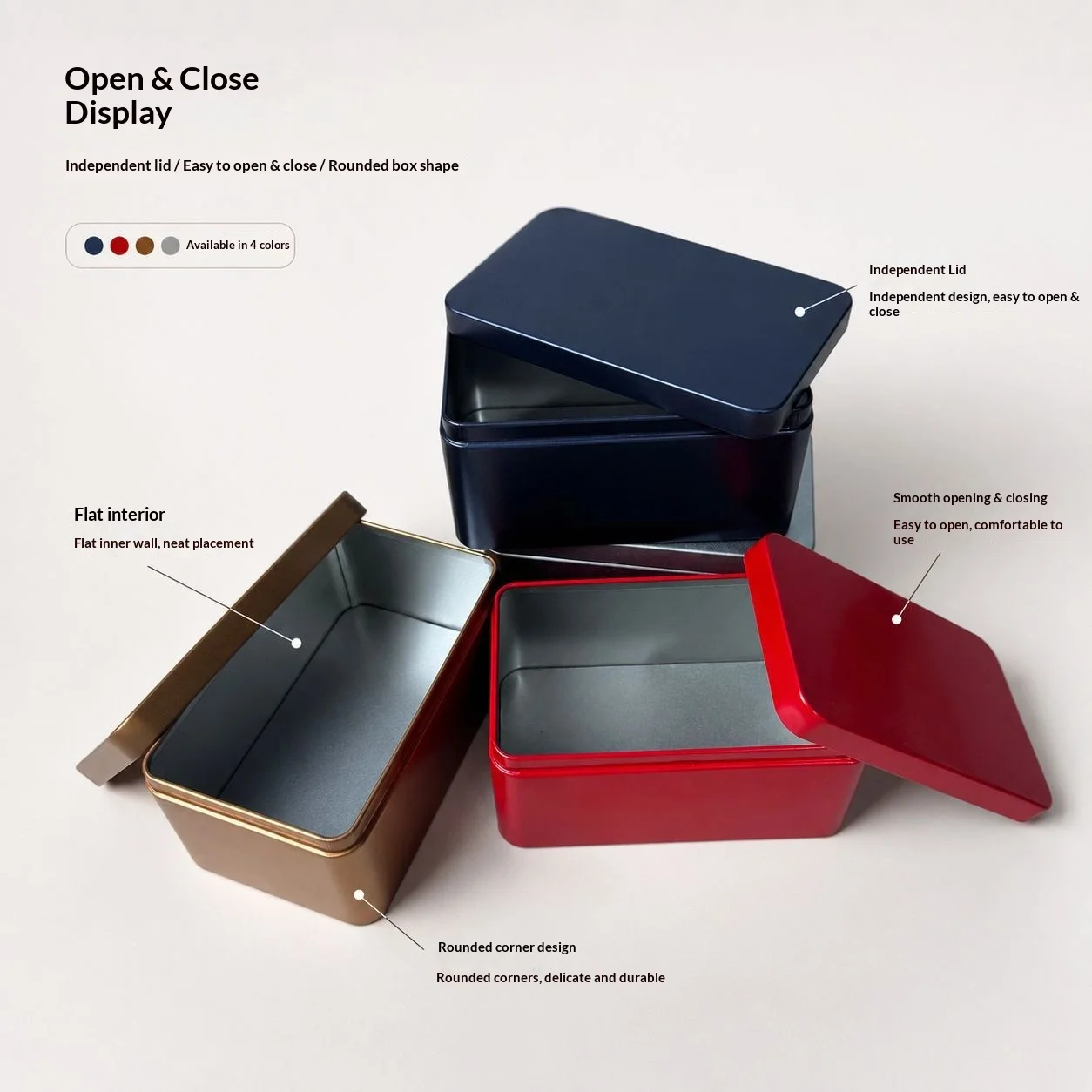 Rectangular tinplate box, metal storage box, bag, tea brewing packaging box, gift box, small item/electronic component storage