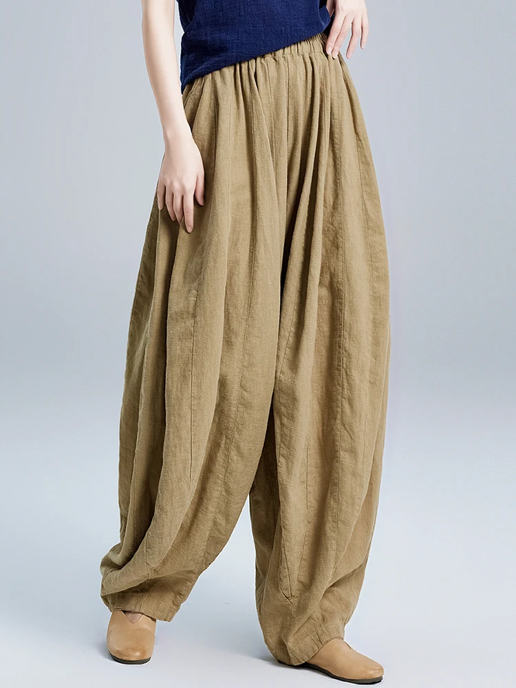 

Женские брюки для тай-чи и йоги в стиле ретро, весенне-осенние, из хлопка и льна, свободные, широкие, фасона «морковки», комфортные, мягкие, с высокой талией, фасона «фонарики»