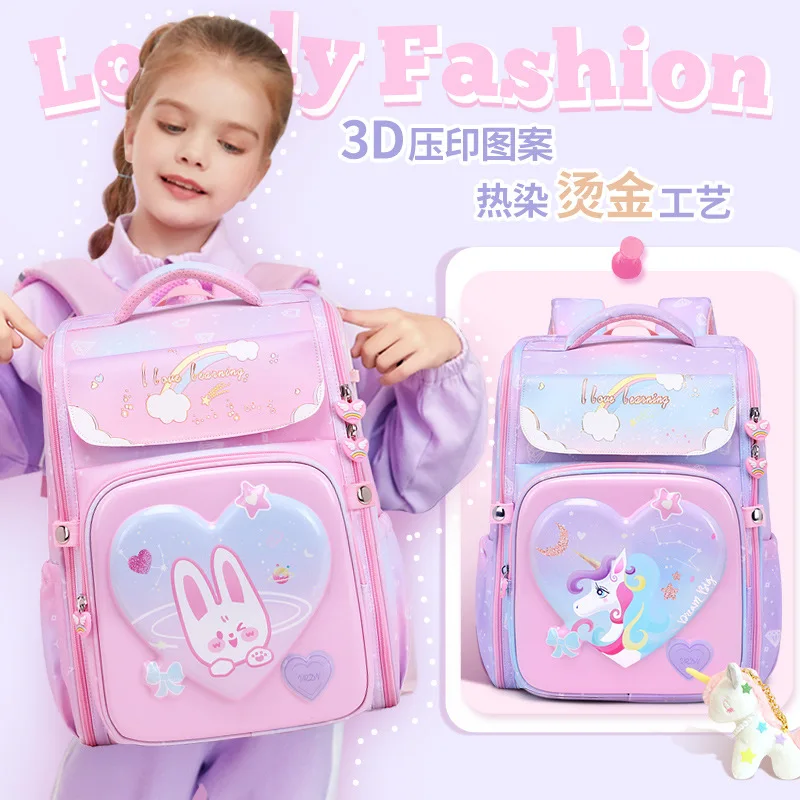 Children Cute Cartoon Rabbit Backpack Girls PU Primary Schoolbag Kindergarten Kids Hard Shell Book Backpacks Mochila Infantil