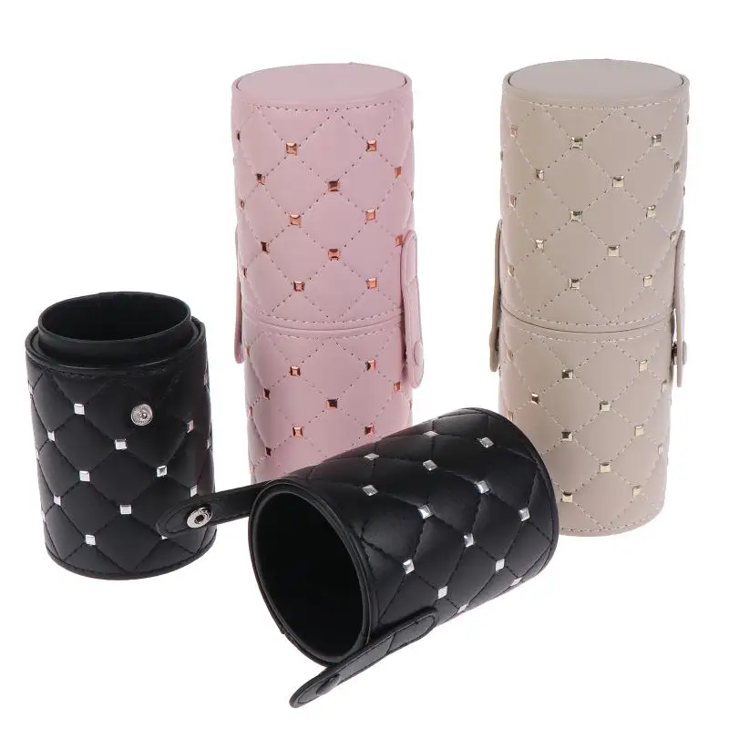 *Square Diamond Textured Makeup Brush Storage Case Waterproof Multipurpose Pen Nail Tool Holder for Home Vanity