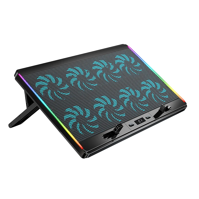 Heavy Duty 8 Fans Game Style LED Screen Notebook Cooler Cooling Pad USB 5V Laptop Cooling Pad Stand For 12-17 Inch Notebook