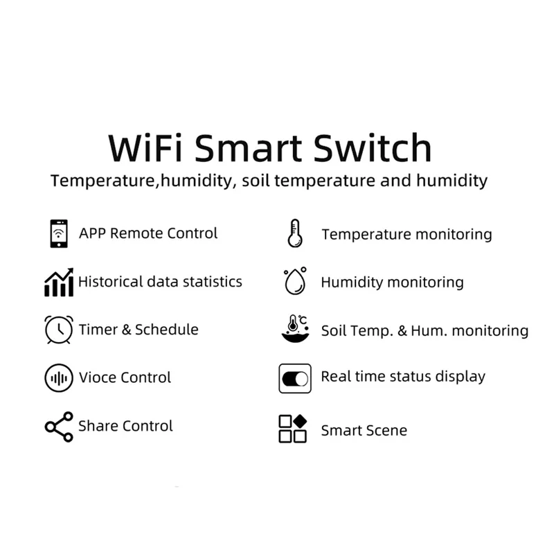 BAAG-Tuya WIFI قطاع دارة ذكي للتحكم في درجة الحرارة والرطوبة والتربة مع شاشة عرض للمراقبة عن بعد صوت Alexa