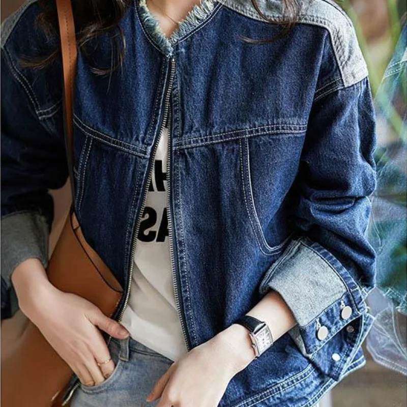 Fall Clothing Blue Womens Jean Jackets 2024 Autumn Coats Elegant Demi-season Woman Coat Spring Winter Denim Jacket High Quality