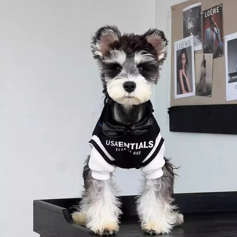 Dog clothes Schnauzer Teddy Pomeranian autumn and winter thickened and velvet fake two-piece winter clothing pet puppies