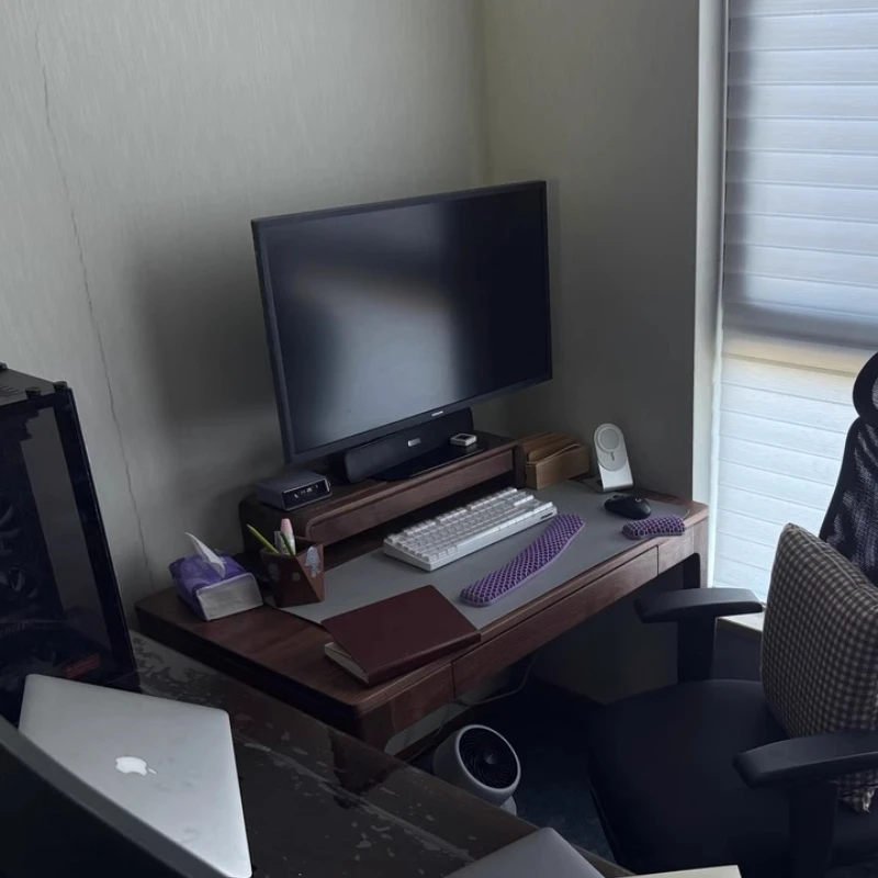 

‌Solid Wood Monitor Stand, Ergonomic Desk Riser with Drawers, Multi-Functional Storage Shelf, Splash-Proof Craftsmanship Piece